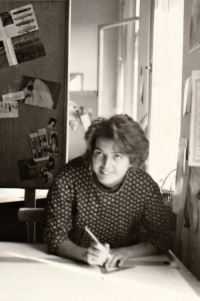 Jana Kautská in the Armabeton design office, Prague, October 1961