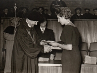 Jana Kautská, graduation, Karolinum, 22 December 1961