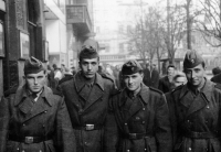 Vilibald Plaček on the right, military basic service, Prague 1956