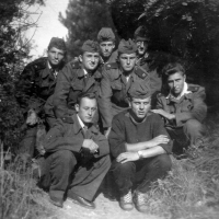 Vilibald Plaček, right, basic military service, Prague 1957