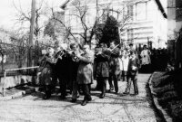 Procession during the Holy Communion, on the right, parish priest Pavel Rončka, Hať 60s