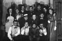 Vilibald Plaček, second from the right, with the amateur ensemble, Hať 1951