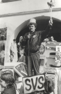 At an event of the Society for a Cheerful Present before the parliamentary elections, Jaroměř, 1990