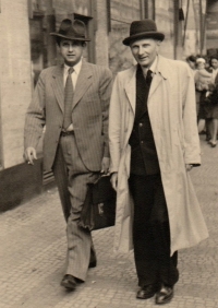 Jiří Polášek (left), father of the witness, Prague 1947