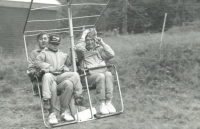 On the cable car to Snezka with my wife and son Jiri, 1995