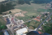 Farm of the Basař family in Prosečné, photographed from a drone, 2011