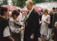 Máří Magdalena Hajšmanová with her son at his graduation in Český Krumlov