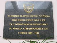 Memorial plaque in railway station in Pilsen