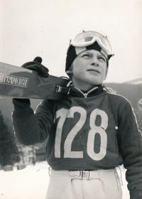 Pavel Ploc jako mladší žák TJ Jiskra Harrachov, 1976