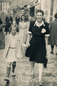 With her mother in Prague in 1947