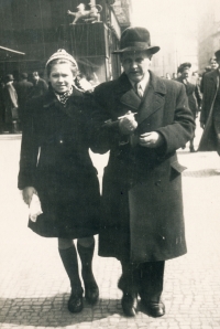 With her father in 1950