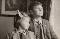 Eva and her brother after returning to Czechoslovakia from their exile in the UK